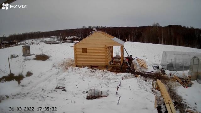 Баня из бревна 4х5 с террасой 1,5х5 смотреть онлайн