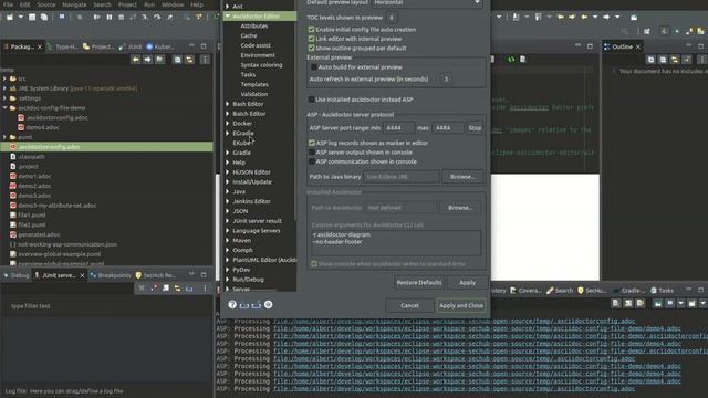 Eclipse Asciidoctor editor config files demo смотреть онлайн