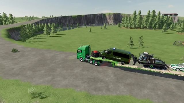 LOAD AND TRANSPORT OF COLORS..! POLİCE CAR FİRE TRUCK AMBULANCE MERCEDES MAN - Farming Simulator 22 смотреть онлайн