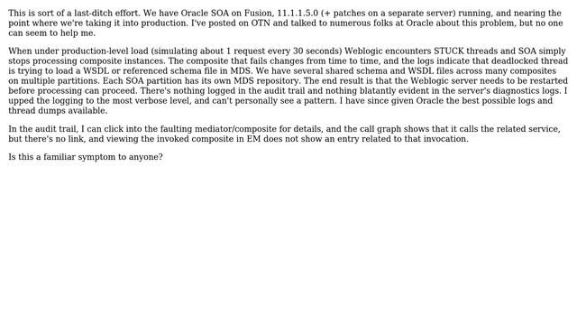 Databases: SOA + Fusion + Weblogic + Oracle 11g - STUCK threads смотреть онлайн