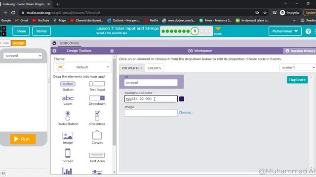 Code.org|Event-Driven Programming in App Lab|User Input and Strings| Lesson 7 (PART 1)|Muhammad Ali смотреть онлайн