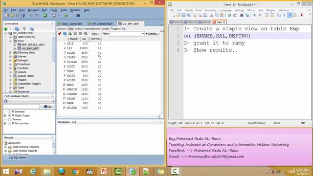 دورة ORACLE الحلقة 29 # How to Create a Simple View . смотреть онлайн