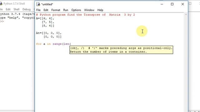 Python program find the Transpose of Matrix смотреть онлайн
