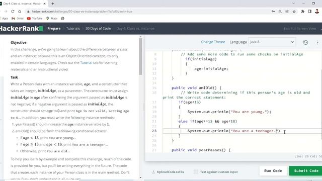 Hacker Rank Day 4: Class vs instance | java | HackerRank Solution | 30 Days of Code. смотреть онлайн