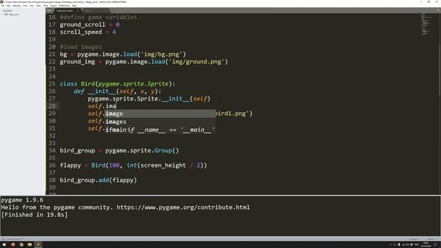 PyGame Flappy Bird Beginner Tutorial in Python - PART 2 | Sprite Animation смотреть онлайн