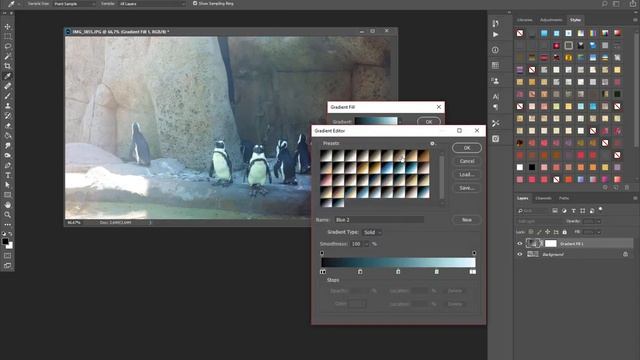 Gradient maps adjustment layer, gradient adjustment layer and gradient tool in Photoshop смотреть онлайн