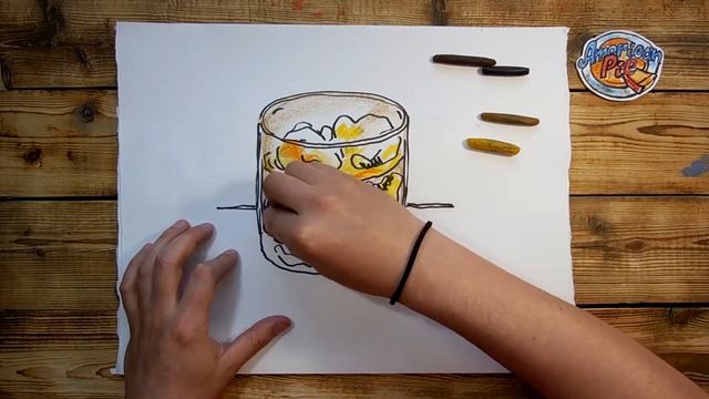 Стакан Скотча - скетч как нарисовать лед и стекло