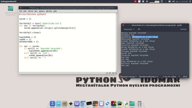 Pythonidomár F0035c Feladat