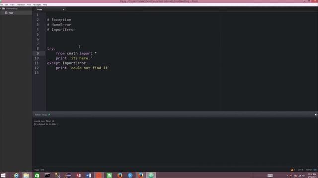 Python 2.7 Tutorial: 4.0 Final - Exceptions with try except смотреть онлайн