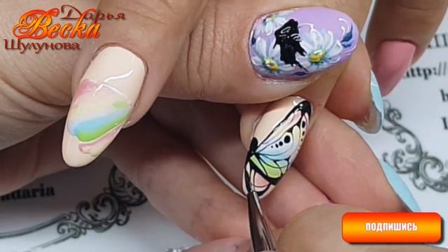 бабочки в дизайне ногтей Крупная яркая и нежная бабочка смотреть онлайн