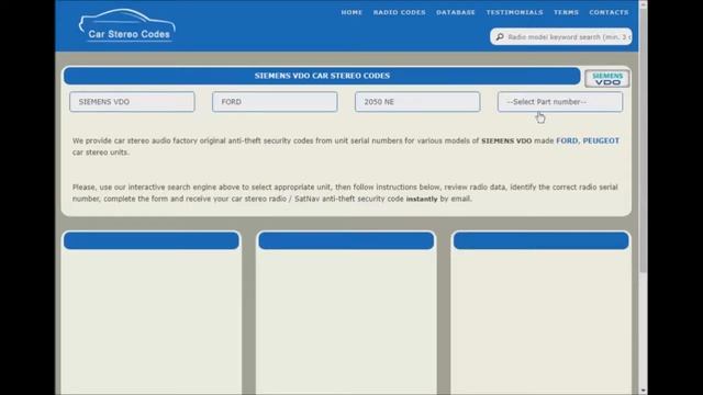 SIEMENS VDO Car stereo codes | Online service смотреть онлайн
