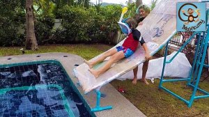 DIY Манкиту дети делают необычный аквапарк / children make an unusual water park