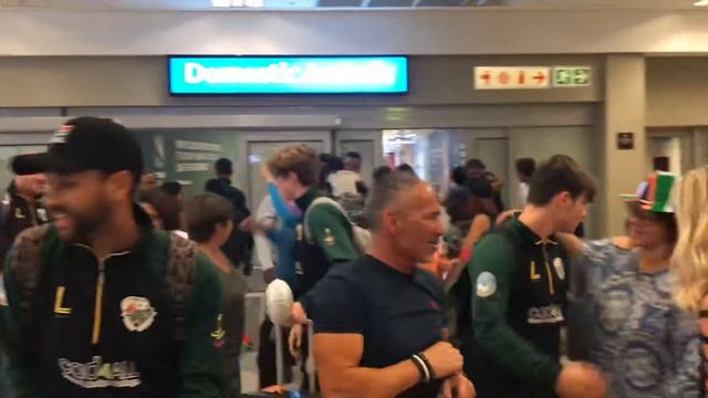 South African U20 Futsal team arriving at the Cape Town International Airport