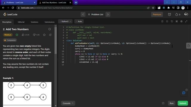 2. Add Two Numbers | Python | LeetCode Problems Solutions смотреть онлайн