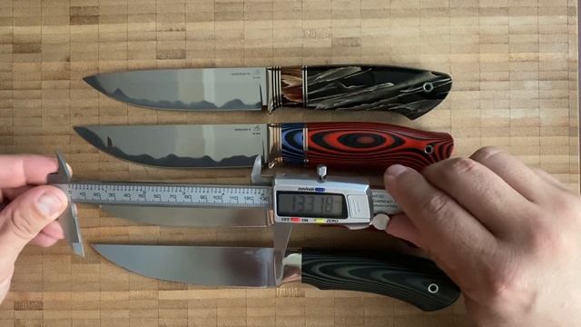 Ножи мастерской Бирюкова-смотрим, сравниваем разные стали, режем, измеряем смотреть онлайн