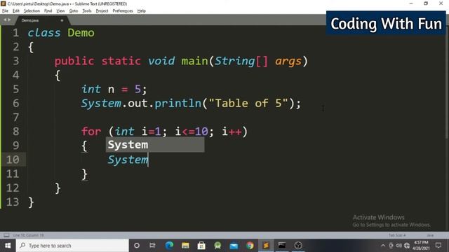 Java Program Example: WAP that display table | Coding With Fun смотреть онлайн