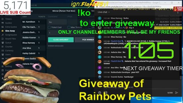 Roblox Pet Simulator Tier 18 Rainbow Chimera Pet Giveaway ?type !ko for giveaway смотреть онлайн