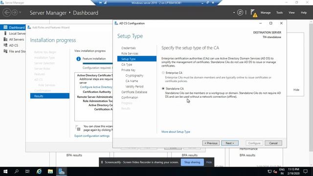 AD CS - Active directory and Certificate services : Standalone Server on Windows server 2019 смотреть онлайн