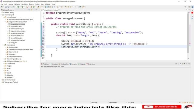 How do check if an array is a palindrome in Java | Automation testing interview question смотреть онлайн