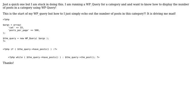Wordpress: How to display the number of posts in a category using WP Query? смотреть онлайн