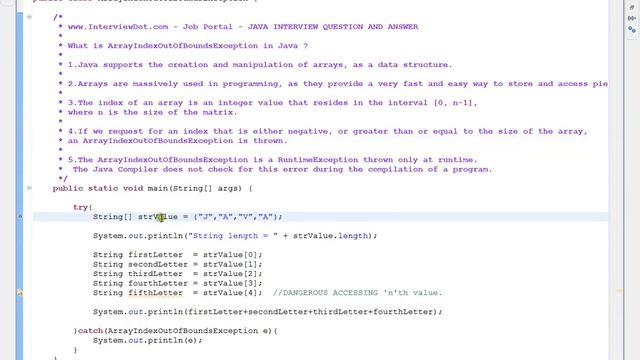 ARRAYINDEXOUTOFBOUND EXCEPTION JAVA смотреть онлайн