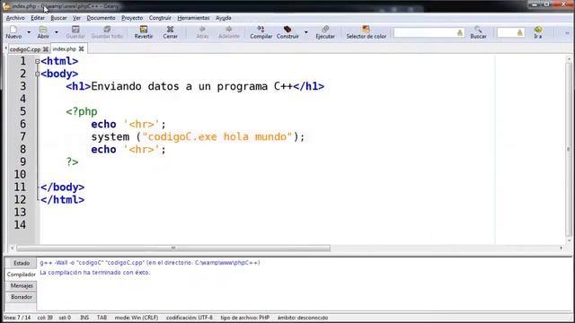 PHP y C++ combinados: Pasando valores al programa C++ смотреть онлайн