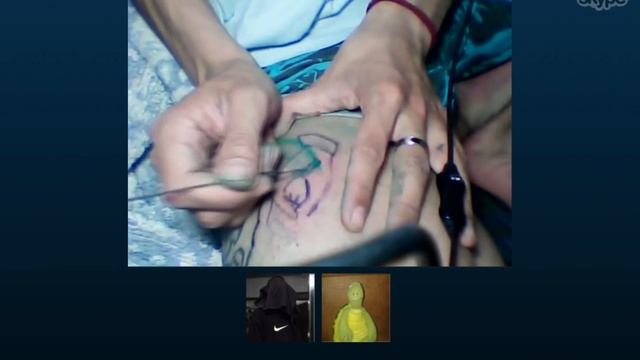 Процесс нанесения партака иглой./Партак иглой(татуировка иглой) смотреть онлайн