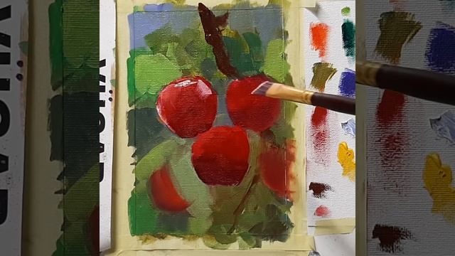 Рисуем вишню (draw a cherry). Мастер-классы Вугара Мамедова. смотреть онлайн