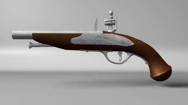 Pirate flintlock 3D model in Cinema 4D смотреть онлайн