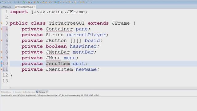 Tic Tac Toe GUI Project Part 1 (Java Swing) смотреть онлайн