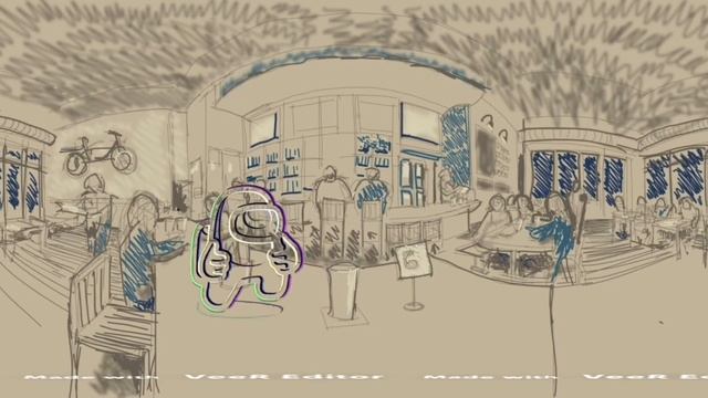 Among us But sketch version Distraction dance on the Public bar table 360° VR Mini crewmate dancing смотреть онлайн