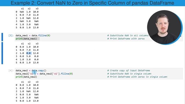 Replace NaN with 0 in pandas DataFrame in Python (2 Examples) | Substitute by Zeros | All/One Colum смотреть онлайн