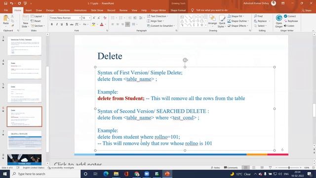 L-11:Delete command in Oracle смотреть онлайн