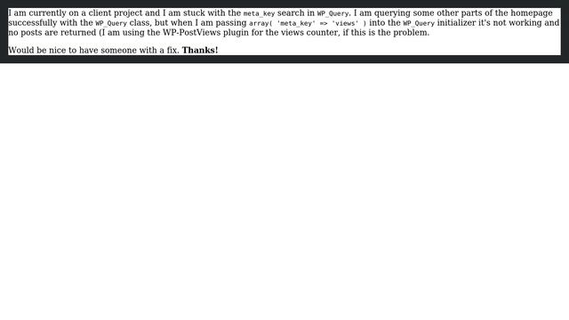 Wordpress: Searching for meta_key returns 0 posts смотреть онлайн