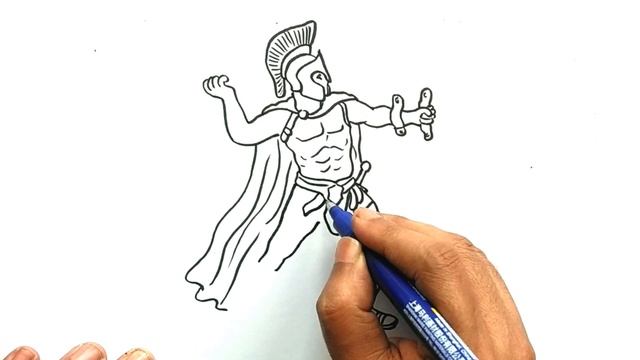 How to draw an Ancient Soldier. How to draw a Spartan soldier. Warrior Drawing. смотреть онлайн