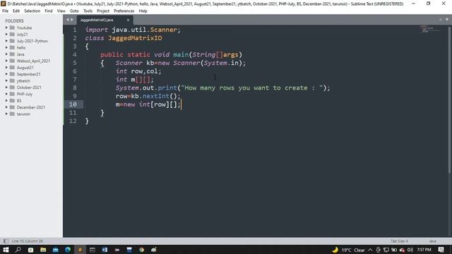 jagged array in java in hindi смотреть онлайн