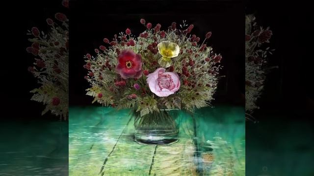 Анимированное фото «Букет с кровохлебкой» цветы ручной работы смотреть онлайн