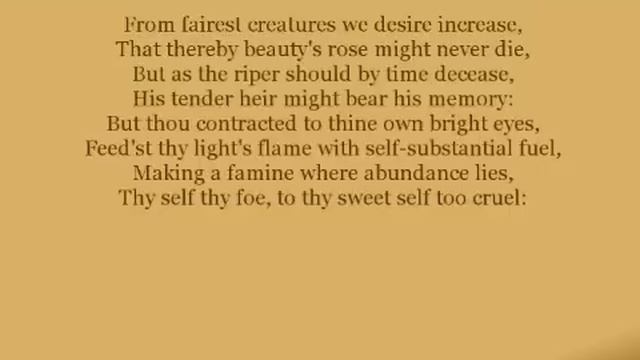 Shakespeare's Sonnets - Sonnet 1: From Fairest Creatures We Desire Increase смотреть онлайн