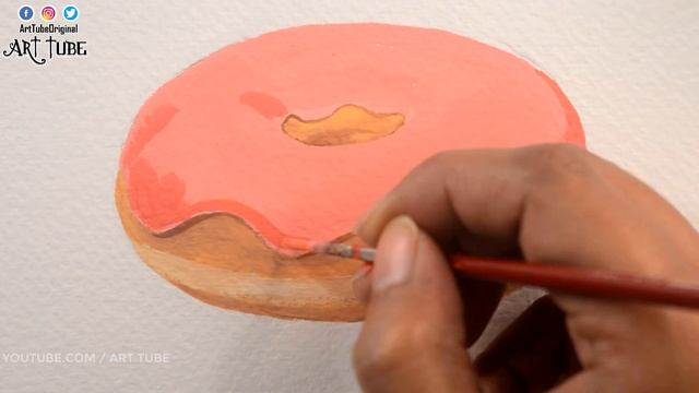 DONUT Realistic Painting with Poster Colors | Easy Doughnut Drawing | Food Painting - ART Tube смотреть онлайн