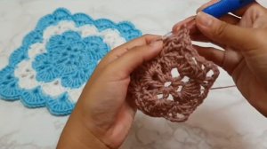 Красивый квадрат крючком/ Бабушкин квадрат из ракушек