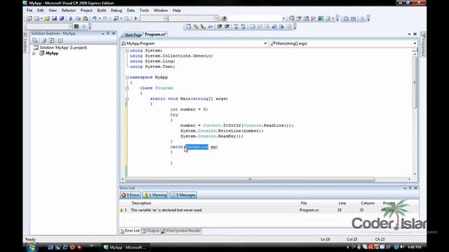Visual C# Console Tutorial - Try Catch смотреть онлайн