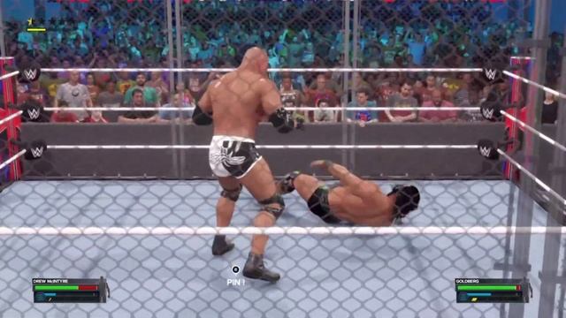 WWE 2k23 - Goldberg vs Drew McIntyre steel cage match смотреть онлайн