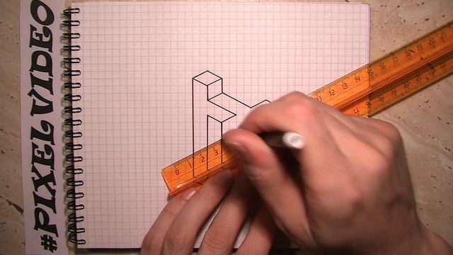 обман зрения иллюзия 3d ( optical illusion ) по клеточкам #pixelvideo смотреть онлайн