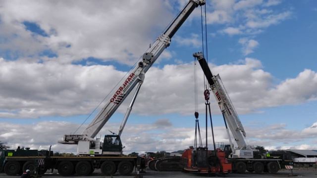 Grove Gmk 6220l and Tadano ATF 80-4 doing a Tandem lift смотреть онлайн