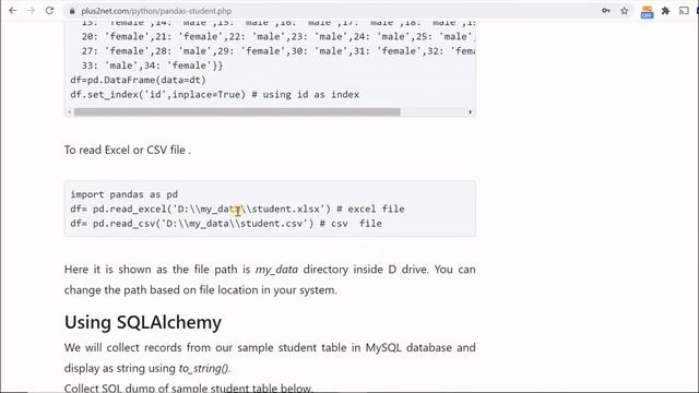 Pandas sample DataFrame creating from Excel or CSV or from MySQL or copy the dictionary with data смотреть онлайн