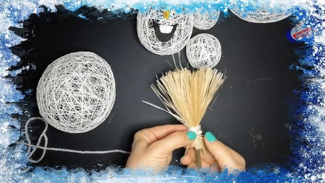 НОВОГОДНИЙ СНЕГОВИК ИЗ НИТОК СВОИМИ РУКАМИ! Детские поделки! смотреть онлайн