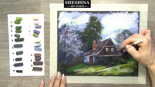 How to draw a spring village landscape with soft pastels 🎨 REAL-TIME смотреть онлайн