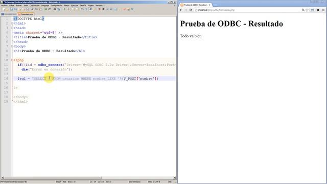 PHP: acceso a una base de datos con ODBC - Ejemplo смотреть онлайн