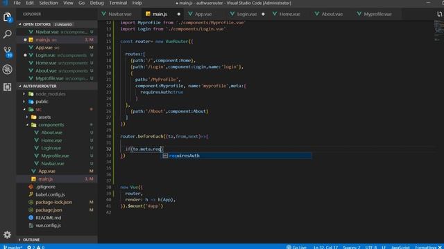 Vue Js - Vue Router - Authentication control смотреть онлайн