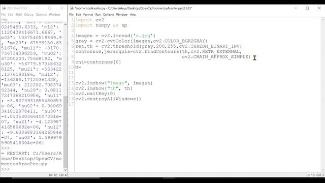 Momentos de un objeto, centroide, área y perímetro Python OpenCV смотреть онлайн